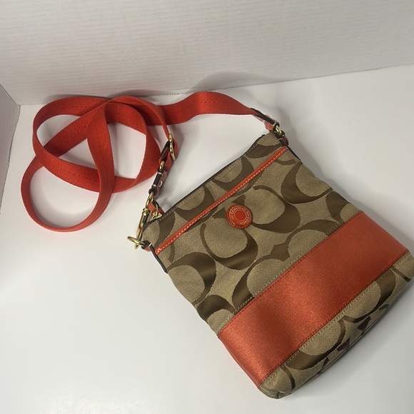 Coach Monogram Side Bag Orange - Picture 4 of 9